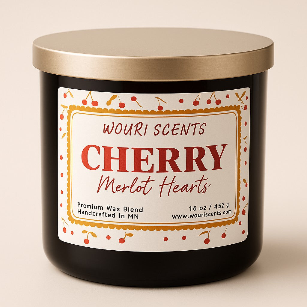 Cherry Merlot Hearts 💕 -  3 Wick Candle