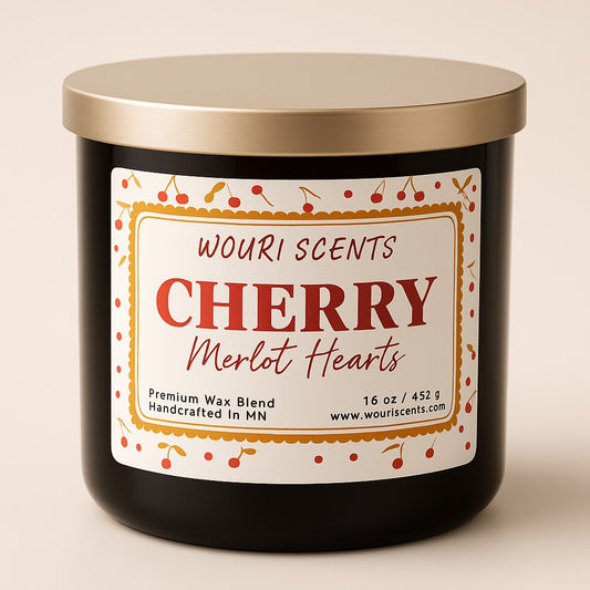 Cherry Merlot Hearts 💕 -  3 Wick Candle